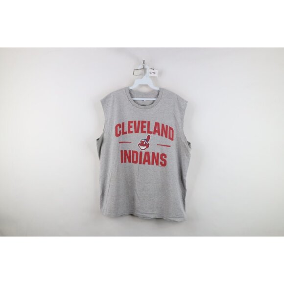 Vtg Y2K Mens XL Chief Wahoo Cleveland Indians Baseball Sleeveless Muscle T-Shirt - Picture 1 of 13